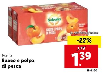 Lidl Solevita Succo e polpa di pesca 6x200 mlconfezione offerta