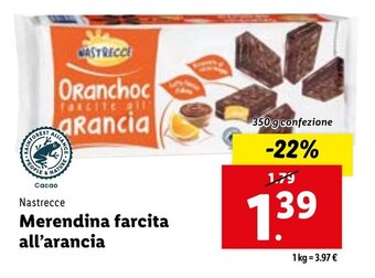 Lidl NASTRECCE Merendina farcita all'arancia 350g confezione offerta