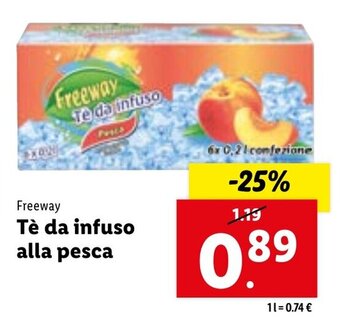 Lidl Freeway Tè da infuso alla pesca 6 x 0,2 l confezione offerta