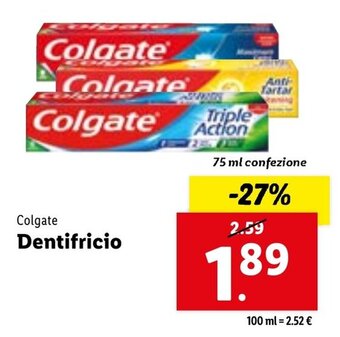 Lidl Colgate Dentifricio 75 ml confezione offerta