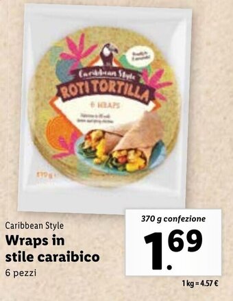 Lidl Caribbean Style Wraps in stile caraibico 6 pezzi 370 g confezione offerta