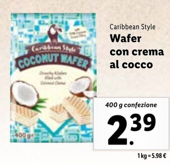 Lidl Caribbean Style Wafer con crema al cocco 400 g confezione offerta