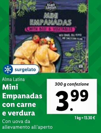 Lidl Alma Latina Mini Empanadas con carne e verdura 300 g confezione offerta