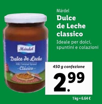 Lidl Márdel Dulce de Leche classico 450 g confezione offerta