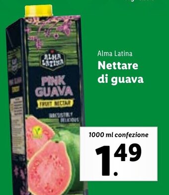 Lidl Alma Latina Nettare di guava 1000 ml confezione offerta