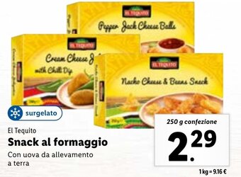 Lidl El Tequito Snack al formaggio 250 g confezione offerta