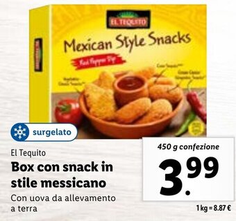 Lidl El Tequito Box con snack in stile messicano 450 g confezione offerta