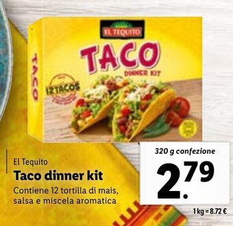 Lidl El Tequito Taco dinner kit 320 320 g confezione offerta