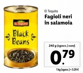 Lidl El Tequito Fagioli neri in salamoia 240 g (sgocc.) conf. offerta