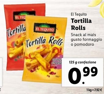 Lidl El Tequito Tortilla Rolls 125 g confezione offerta