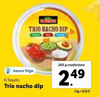 Lidl El Tequito Trio nacho dip 205 g confezione offerta