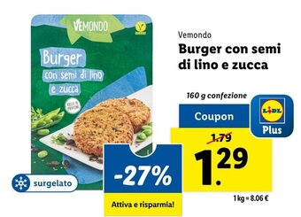 Lidl Vemondo Burger con semi di lino e zucca 160 g confezione offerta