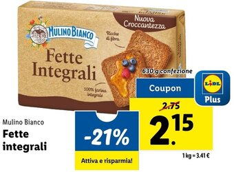 Lidl Mulino Bianco Fette integrali 630 g confezione offerta