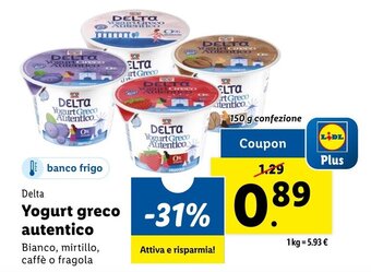 Lidl Delta Yogurt greco autentico 150 g confezione offerta