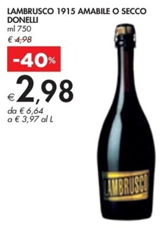 LAMBRUSCO 1915 AMABILE O SECCO DONELLI ML 750