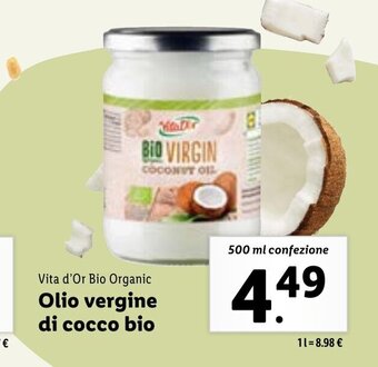 Lidl Vita d'Or Bio Organic Olio vergine di cocco bio 500 ml confezione offerta
