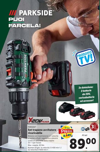 Lidl PARKSIDEⓇ Set trapano avvitatore ricaricabile offerta