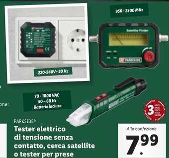 PARKSIDEⓇ Tester elettrico di tensione senza contatto, cerca satellite o tester per prese