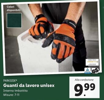 Lidl PARKSIDEⓇ Guanti da lavoro unisex 7-11 offerta