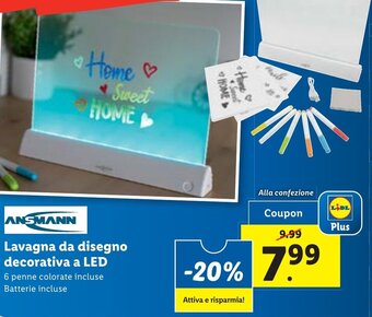 ANSMANN Lavagna da disegno decorativa a LED