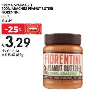 Bennet CREMA SPALMABILE 100% ARACHIDI PEANUT BUTTER FIORENTINI g 350 offerta