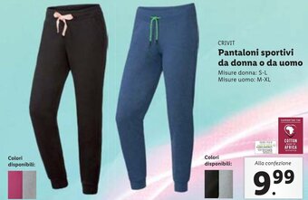 Lidl CRIVIT Pantaloni sportivi da donna o da uomo donna: S-L uomo: M-XL offerta