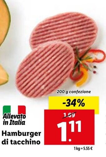 Lidl Hamburger di tacchino 200 g confezione offerta