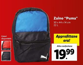 Lidl Zaino "Puma" 30 x 44 x 14 cm 22 L offerta