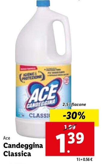 Lidl Ace Candeggina Classica 2,5 l flacone offerta