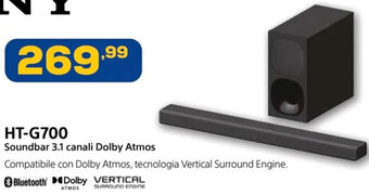 Euronics SONY HT-G700 Soundbar 3.1 canali Dolby Atmos offerta