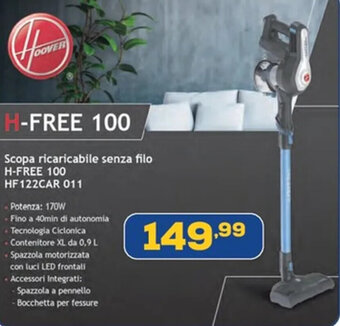 Euronics Hoover Scopa ricaricabile senza filo H-FREE 100 HF 122CAR 011 offerta