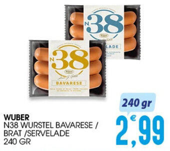 WUBER N38 WURSTEL BAVARESE / BRAT/SERVELADE 240 GR