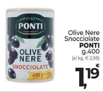 Supermercati Dok Olive Nere Snocciolate PONTI g.400 offerta