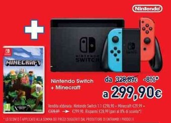 Unieuro Nintendo Switch + Minecraft offerta
