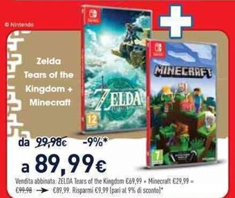 Unieuro Zelda Tears of the Kingdom + Minecraft offerta