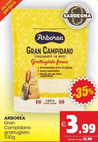 Vicino a te supermercati ARBOREA Gran Campidano grattugiato 330g offerta