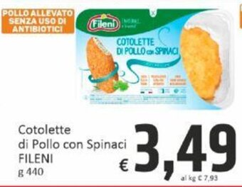Paghi Poco Cotolette di Pollo con Spinaci FILENI g 440 offerta