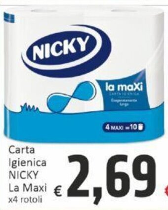 Paghi Poco Carta Igienica NICKY La Maxi x4 rotoli offerta