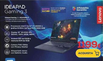 Euronics Lenovo IDEAPAD Gaming 3 offerta