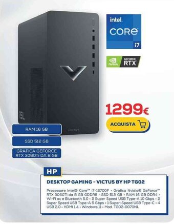 Euronics HP DESKTOP GAMING-VICTUS BY HP TG02 offerta