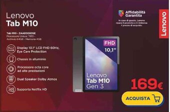 Euronics Lenovo Tab M10 offerta