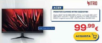 Euronics ACER MONITOR GAMING NITRO OG241YBII offerta