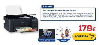 Euronics EPSON MULTIFUNZIONE - ECOTANK ET-2814 offerta