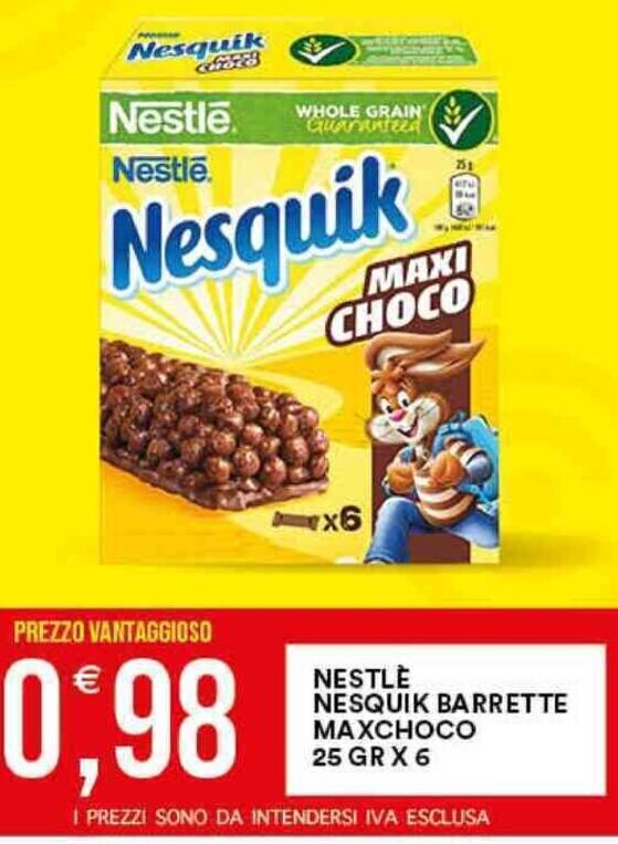 NESTLÈ NESQUIK BARRETTE MAXCHOCO 25 GR X 6 offerta di Premium Cash&Carry