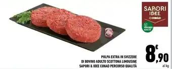 Conad Conad Sapori Dintorni Polpa Extra In Svizzere Di Bovino Adulto Scottona Limousine offerta
