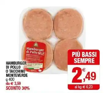 Iperal Hamburger Di Pollo O Tacchino Monteverde offerta