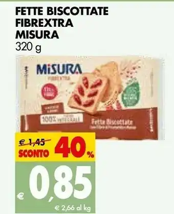 Tigros Misura 40 Fette Biscottate Integrali Fibrextra 320 G(ml) offerta