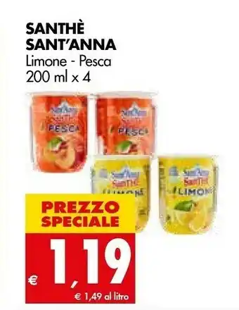 Tigros Sant'anna SanThè Al Limone 200 G(ml) offerta