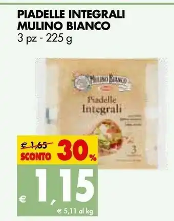 Tigros Mulino Bianco Piadelle Integrali 225 G(ml) offerta