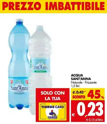 Tigros Sant'anna Acqua Naturale Frizzante offerta